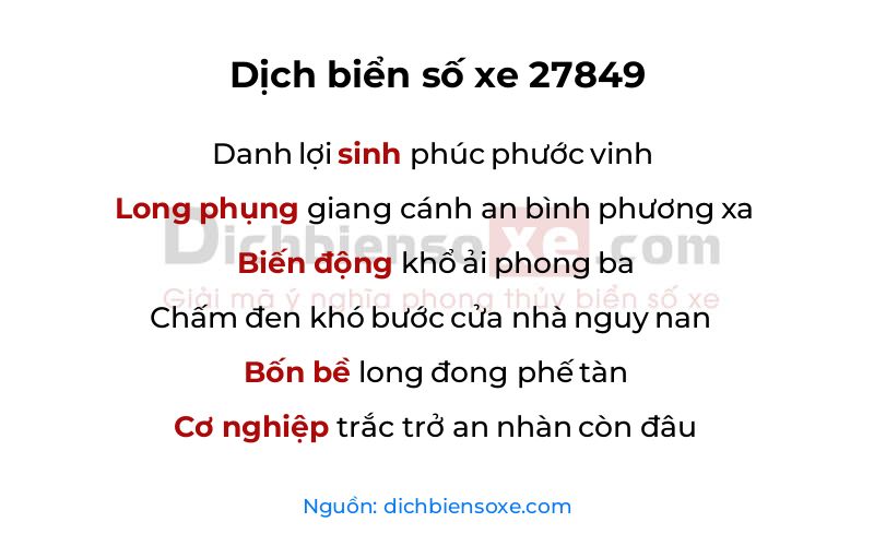 Dịch thơ biển số 27849