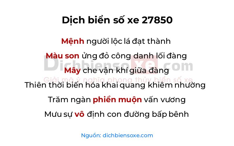 Dịch thơ biển số 27850
