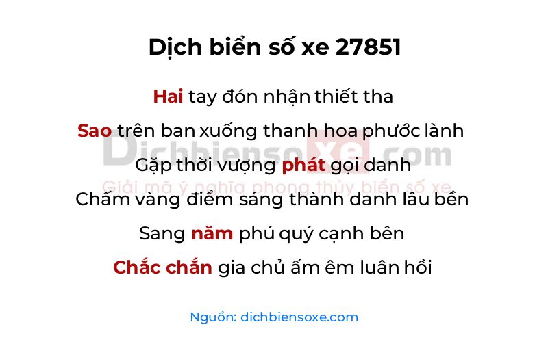 Dịch thơ biển số 27851