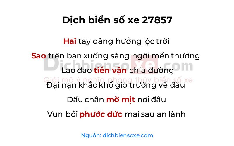Dịch thơ biển số 27857