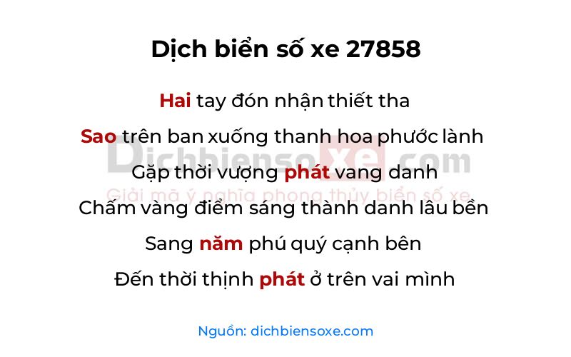 Dịch thơ biển số 27858