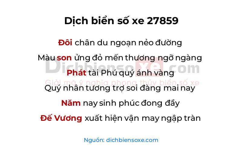 Dịch thơ biển số 27859