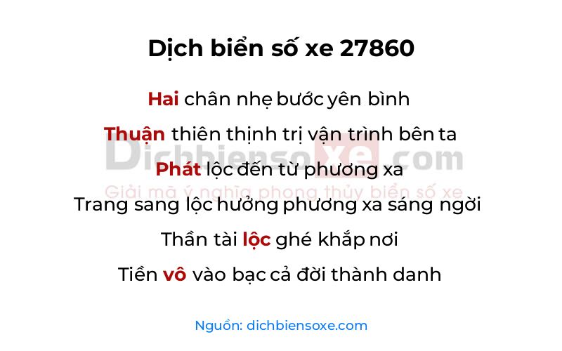 Dịch thơ biển số 27860