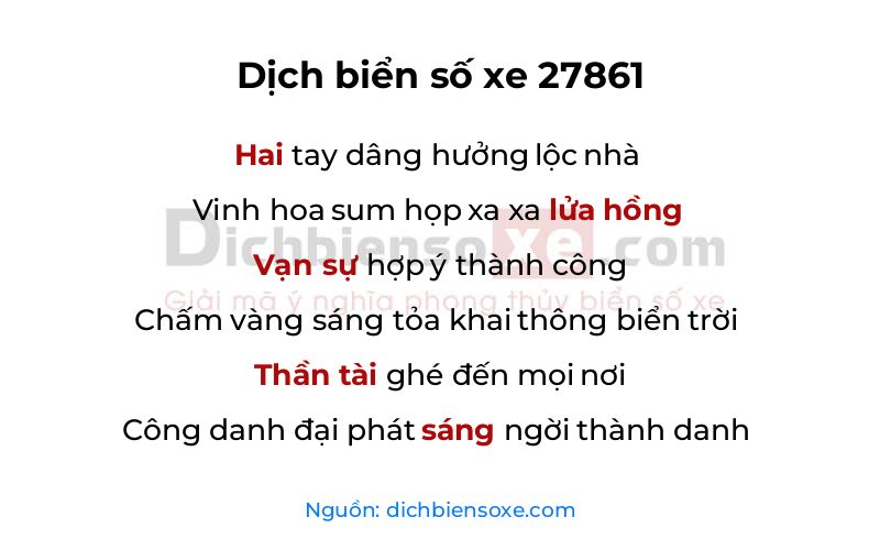 Dịch thơ biển số 27861