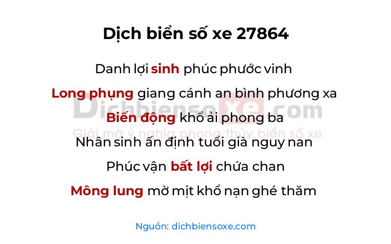 Dịch thơ biển số 27864