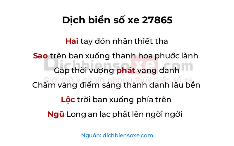 Dịch thơ biển số 27865