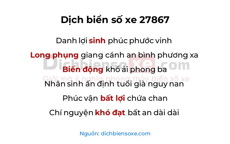 Dịch thơ biển số 27867