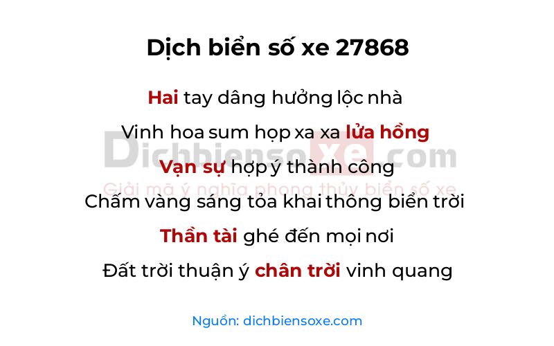 Dịch thơ biển số 27868