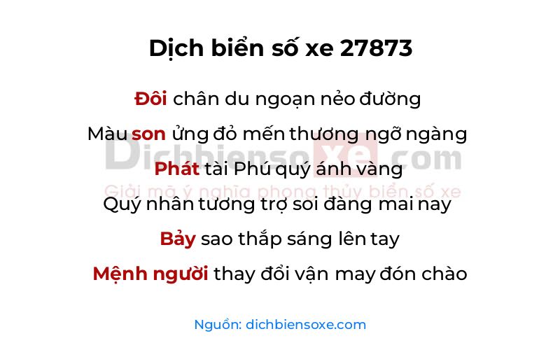 Dịch thơ biển số 27873
