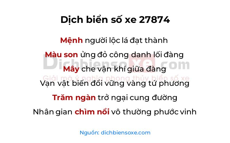 Dịch thơ biển số 27874