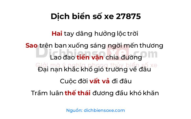 Dịch thơ biển số 27875