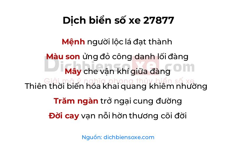 Dịch thơ biển số 27877