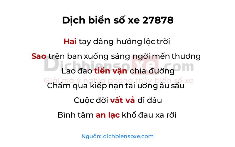 Dịch thơ biển số 27878