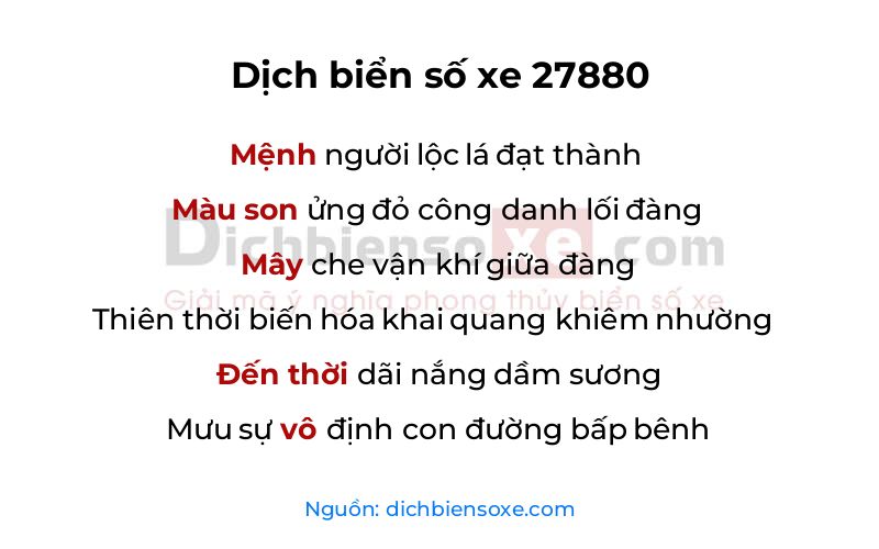 Dịch thơ biển số 27880