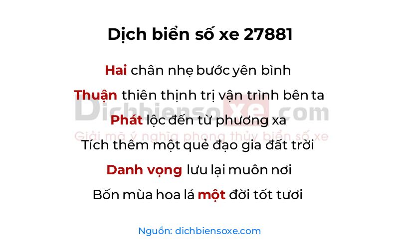 Dịch thơ biển số 27881