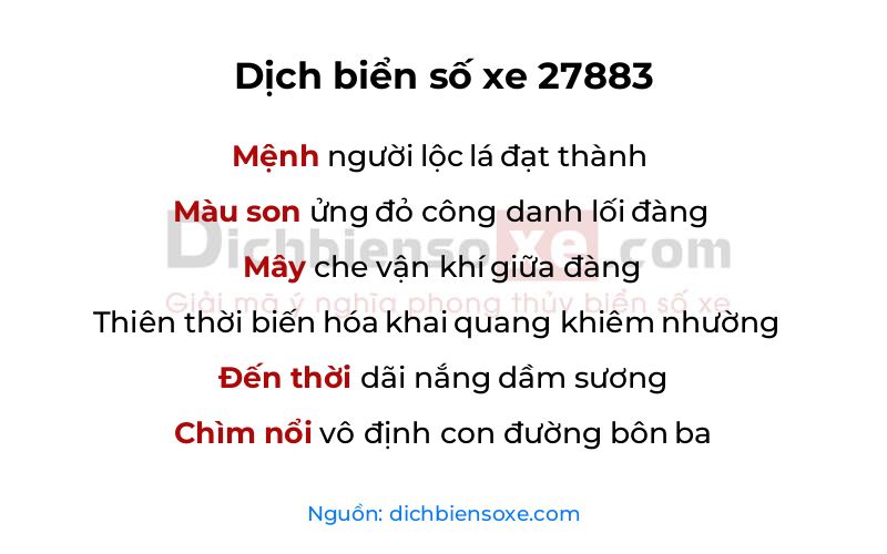 Dịch thơ biển số 27883