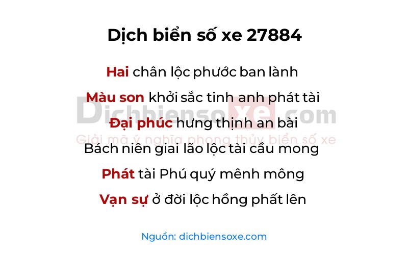 Dịch thơ biển số 27884