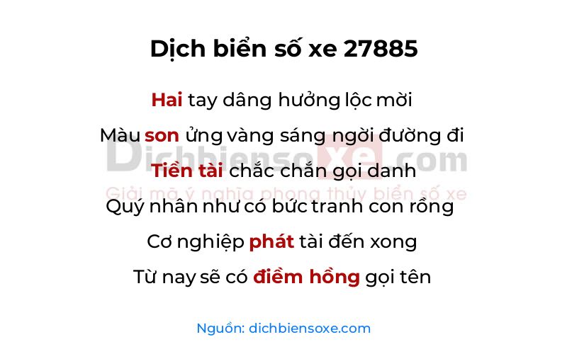 Dịch thơ biển số 27885