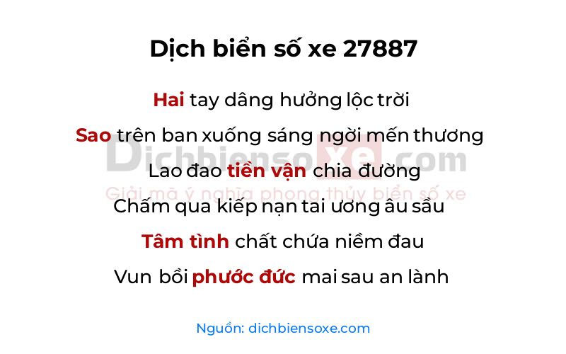 Dịch thơ biển số 27887