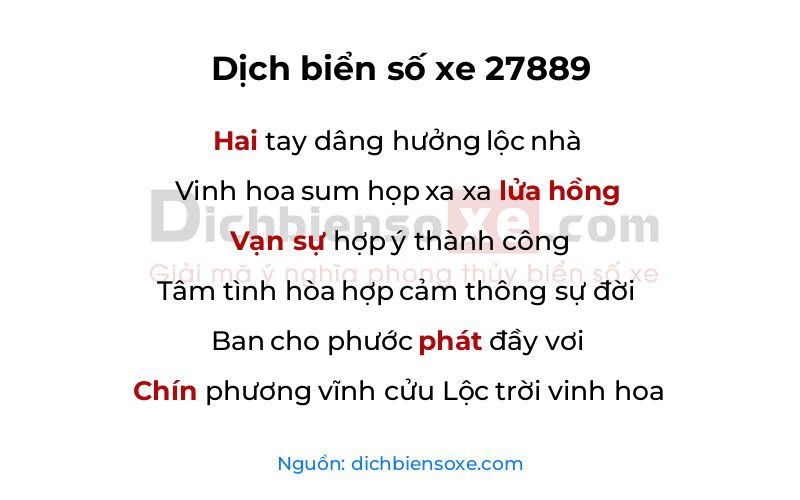 Dịch thơ biển số 27889
