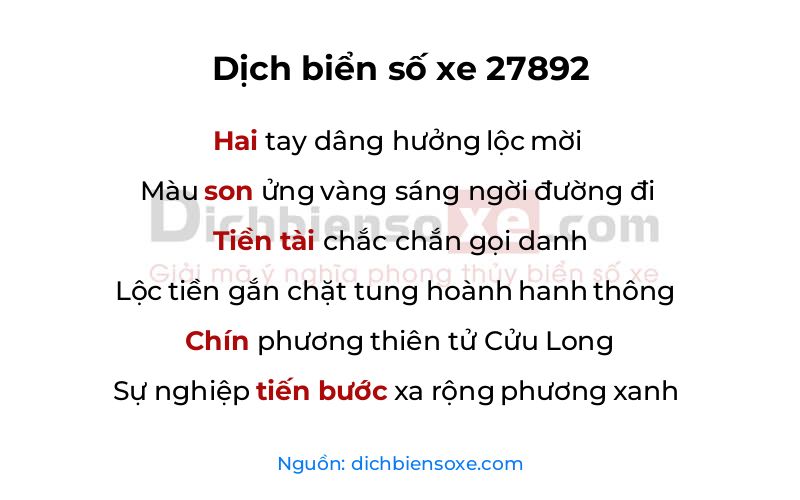 Dịch thơ biển số 27892