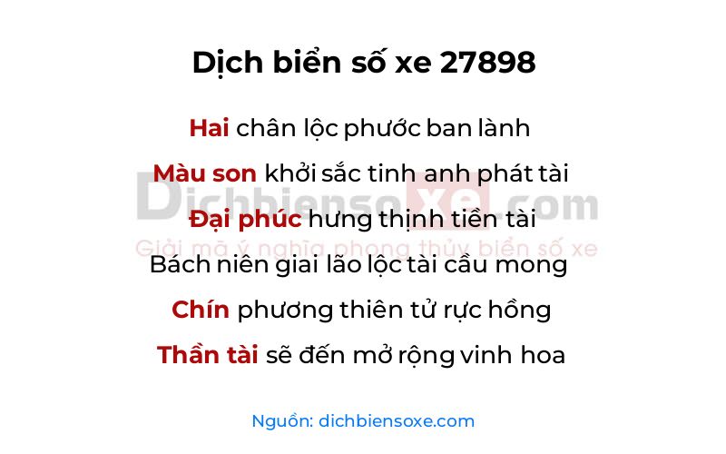 Dịch thơ biển số 27898