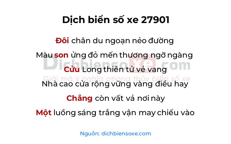 Dịch thơ biển số 27901