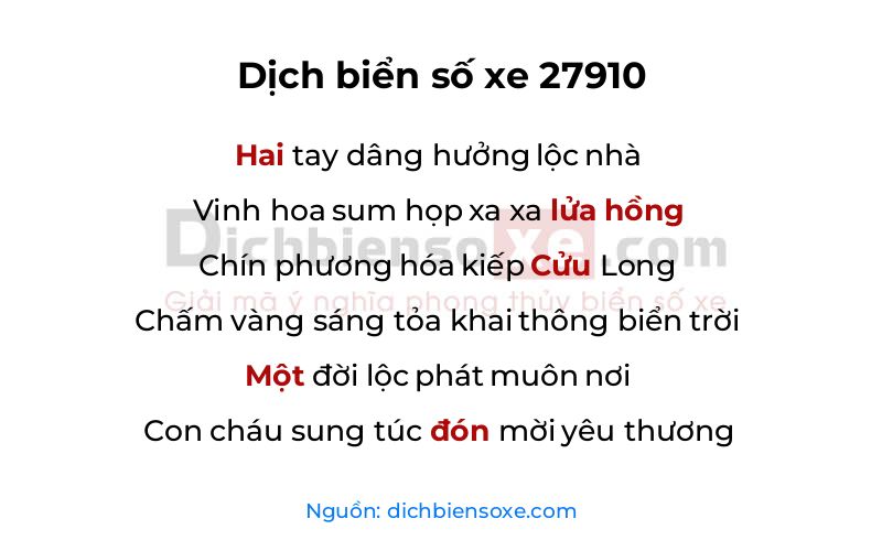 Dịch thơ biển số 27910