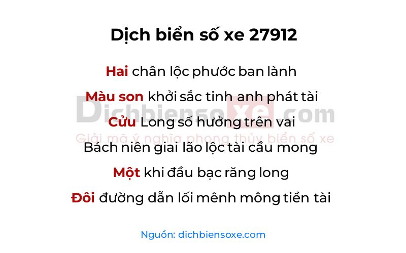 Dịch thơ biển số 27912
