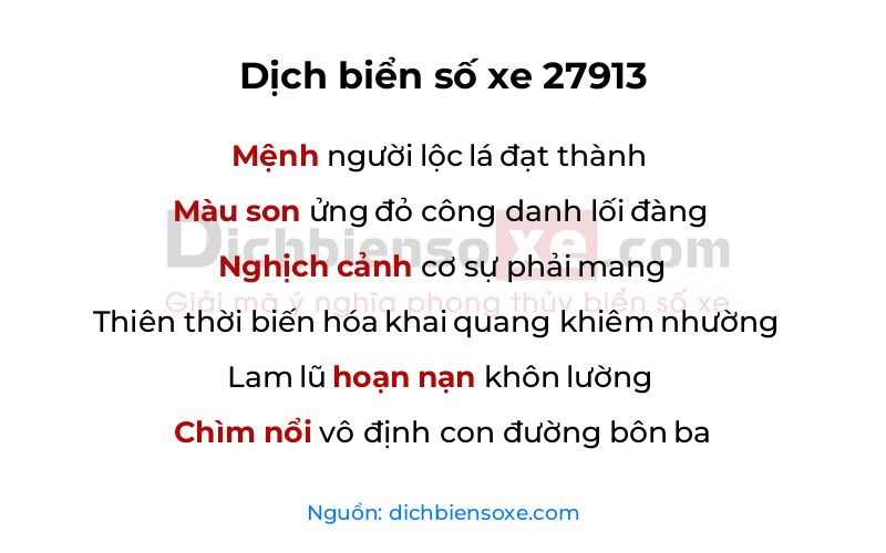 Dịch thơ biển số 27913