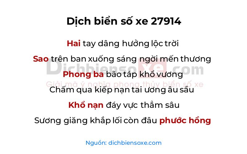 Dịch thơ biển số 27914