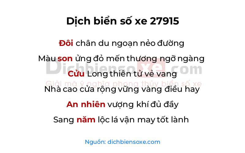 Dịch thơ biển số 27915