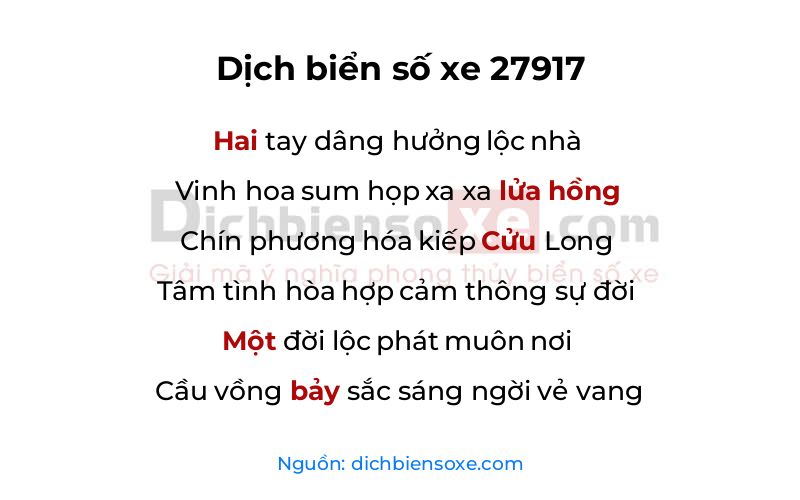 Dịch thơ biển số 27917
