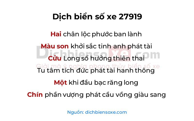 Dịch thơ biển số 27919