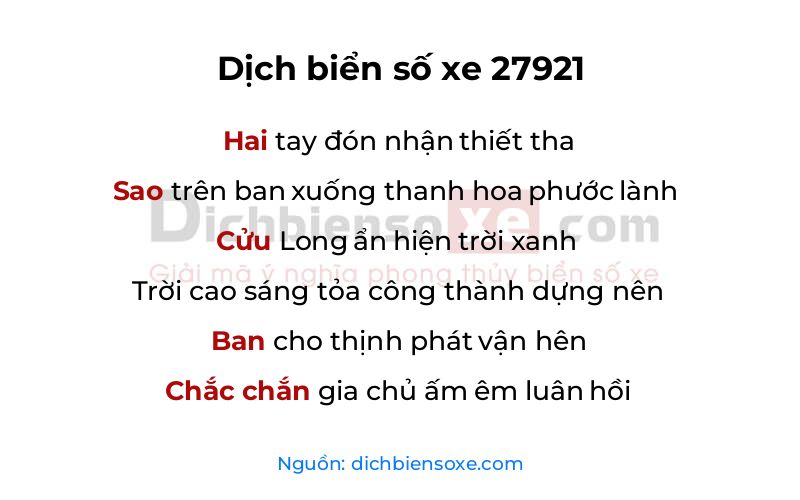 Dịch thơ biển số 27921
