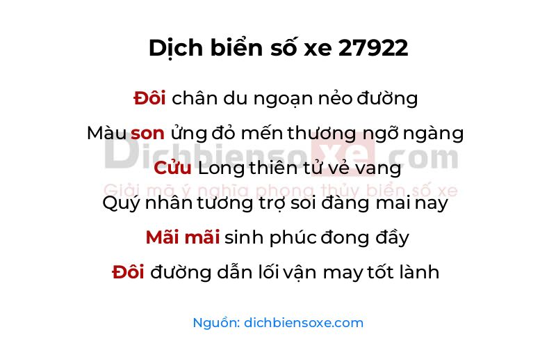 Dịch thơ biển số 27922