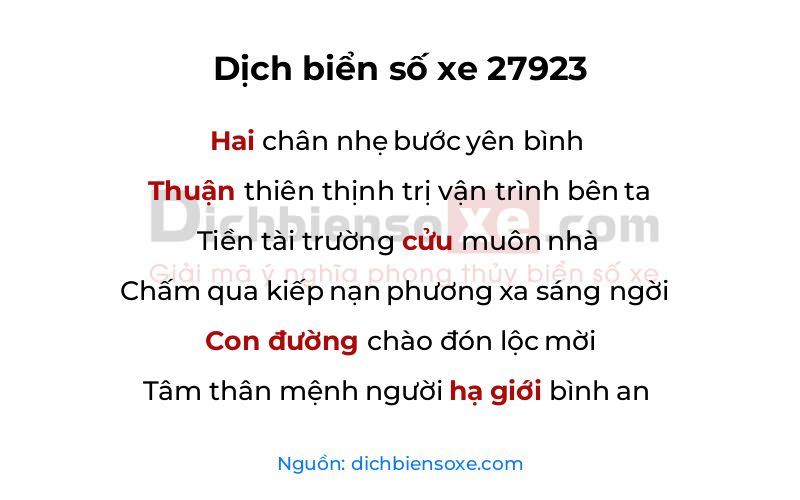 Dịch thơ biển số 27923