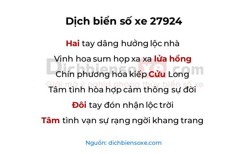 Dịch thơ biển số 27924