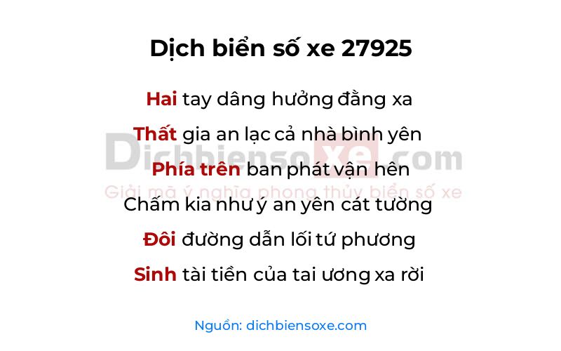 Dịch thơ biển số 27925