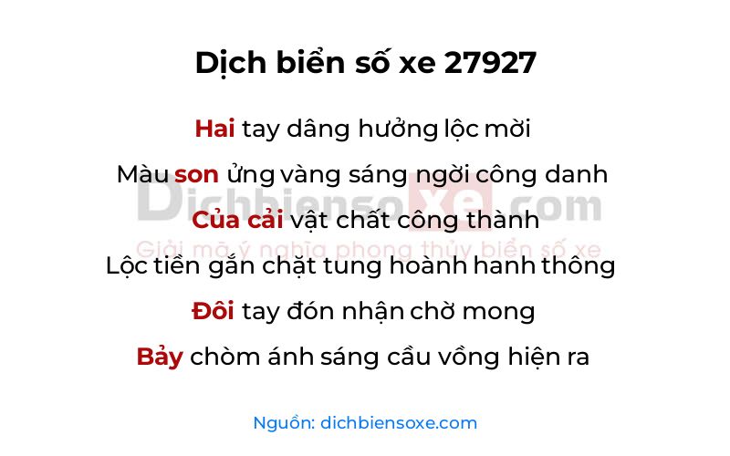 Dịch thơ biển số 27927