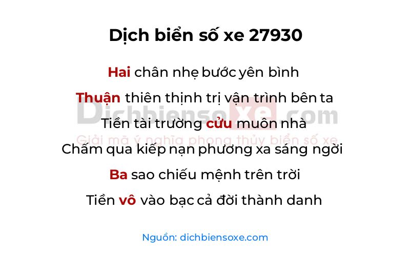 Dịch thơ biển số 27930