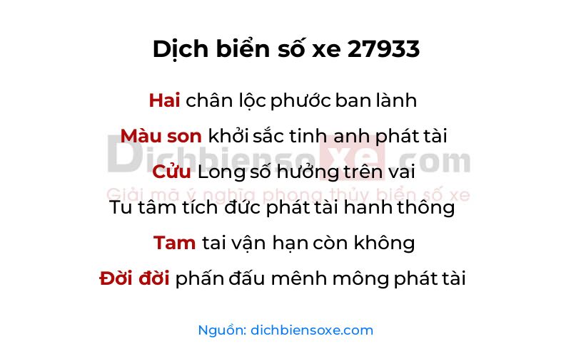 Dịch thơ biển số 27933