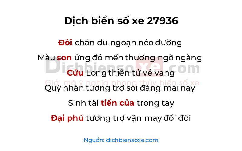 Dịch thơ biển số 27936