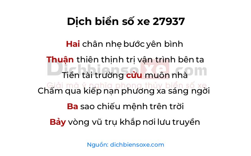 Dịch thơ biển số 27937