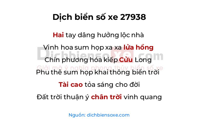 Dịch thơ biển số 27938