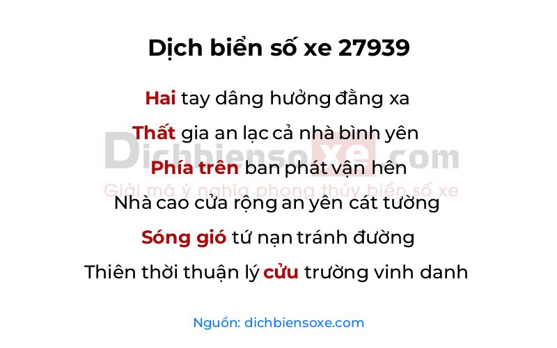 Dịch thơ biển số 27939