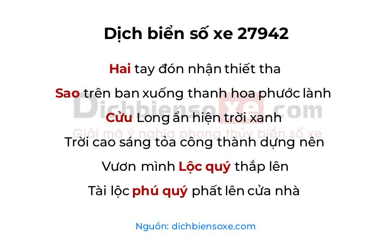 Dịch thơ biển số 27942