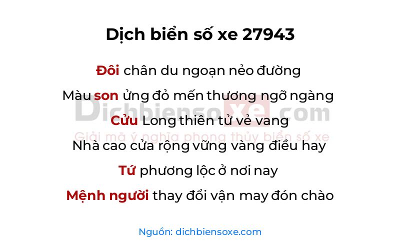 Dịch thơ biển số 27943