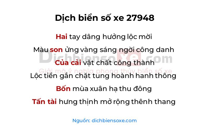 Dịch thơ biển số 27948