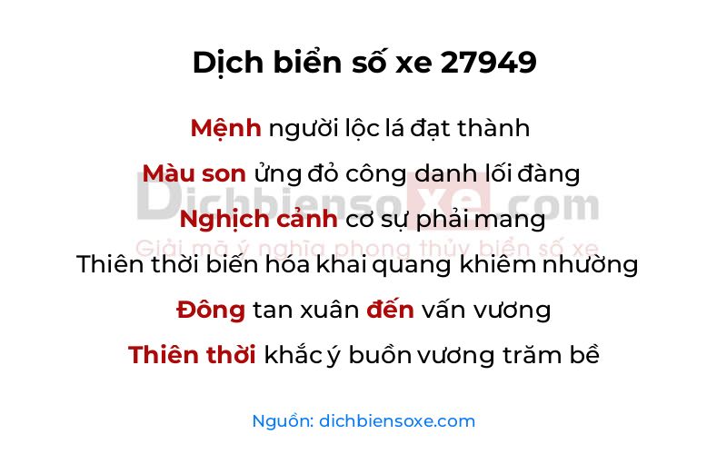 Dịch thơ biển số 27949